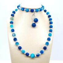 Achát modrý s krištáľom