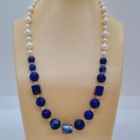 Lapis lazuli, perla sladkovodná náhrdelník