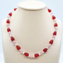 Karneol, Kremeň jahodový, Perla náhrdelník