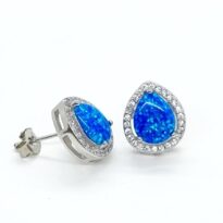 Strieborné náušnice Opál modrý