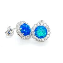 Strieborné náušnice Opál modrý