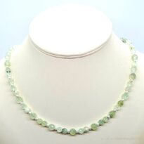 Prehnit fazetovaný s perlou náhrdelník